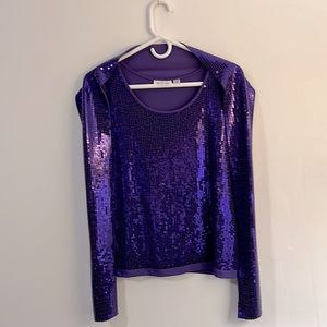 Joan Rivers purple sequined sleeveless top and scarf.Women’s size small.